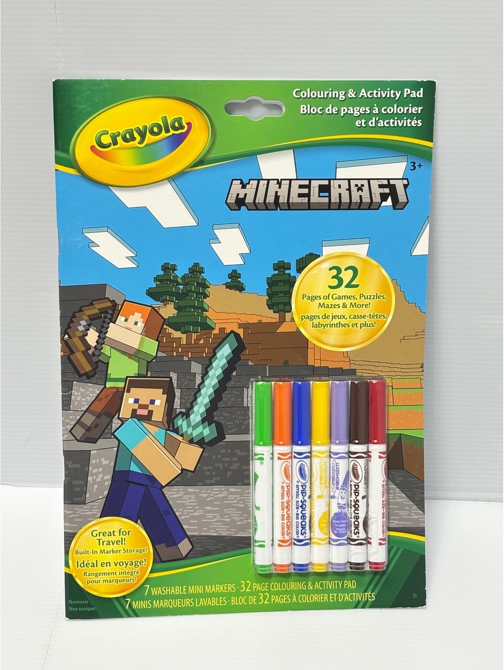 Crayola Minecraft Colouring & Activity Pad with 7 Washable Mini Markers, 32pgs